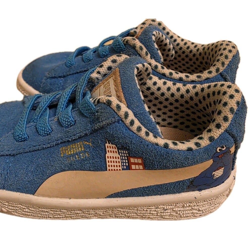 Puma Cookie Monster Blue Sued Sesame Street 50 Kids Shoes US Size 5C - Picture 5 of 11